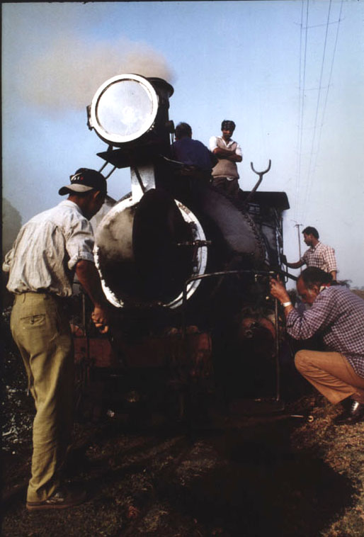 Men prepare a loco